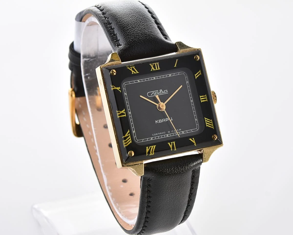Soviet Slava with quartz movement in unusual square body