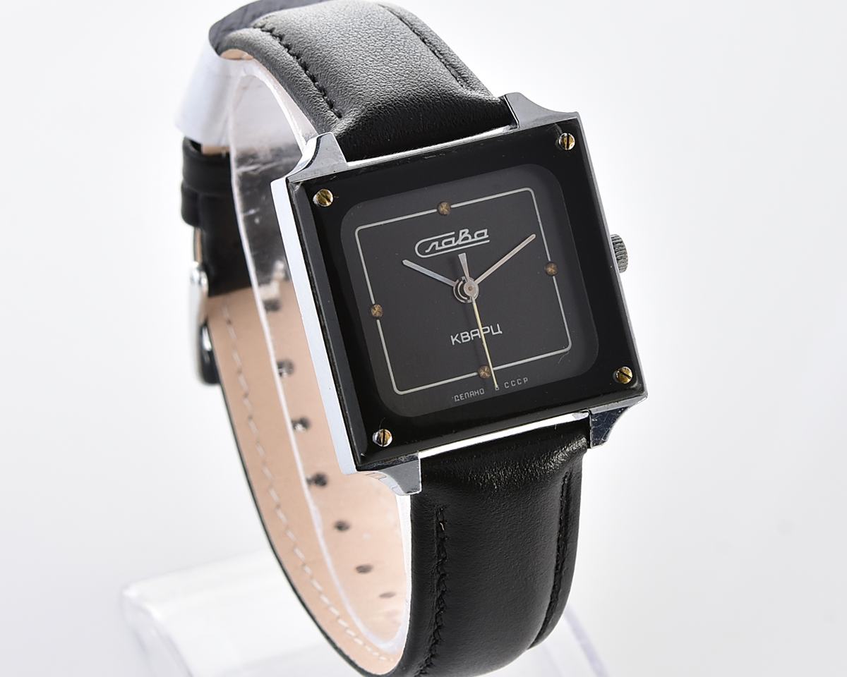 Automatic soviet SLAVA with quartz movement in unusual square body