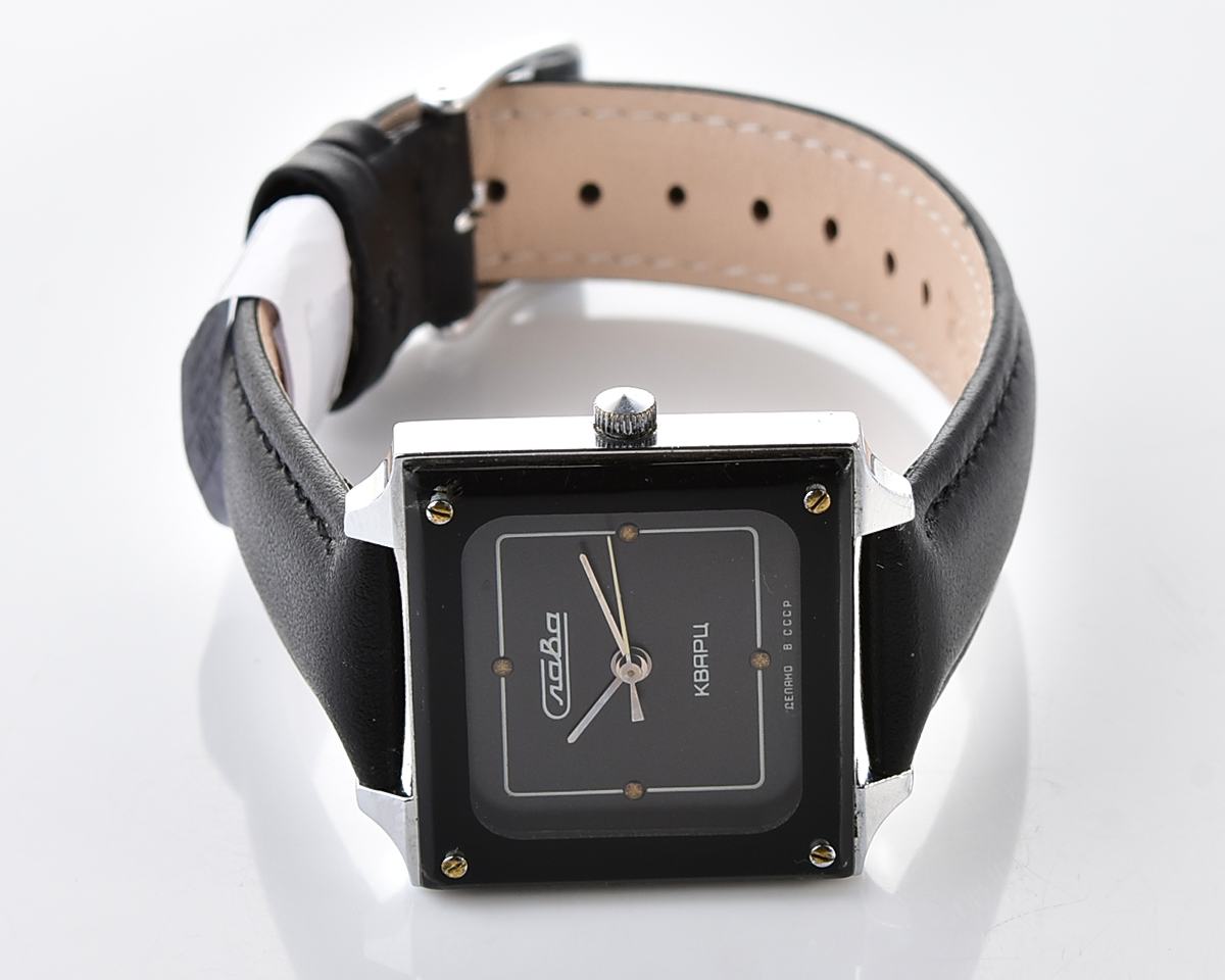 Automatic soviet SLAVA with quartz movement in unusual square body