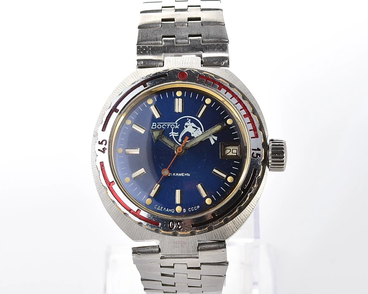 Vostok Amphibia Diver (Scuba Dude) wristwatch with a vintage stainless steel bracelet