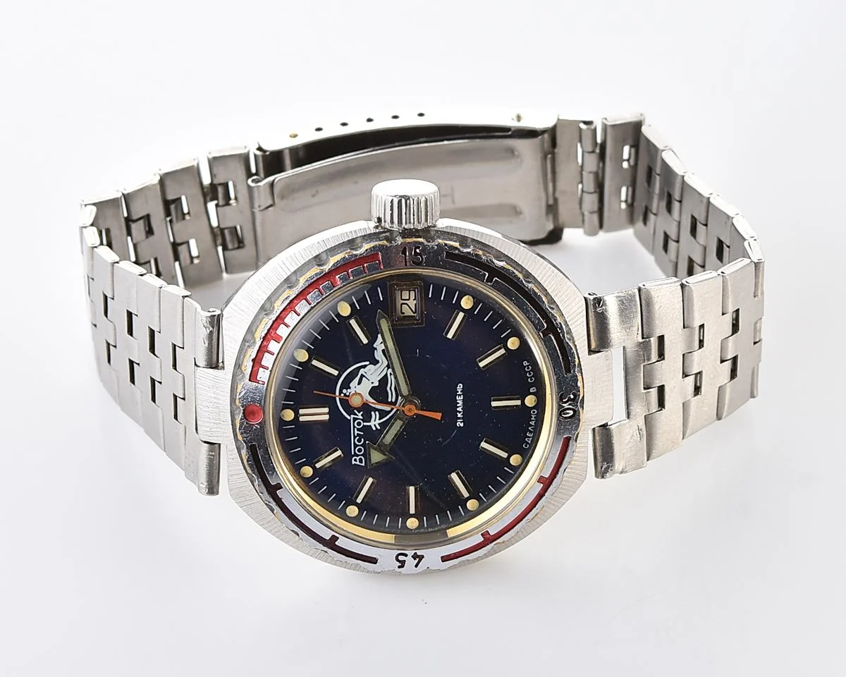 Vostok Amphibia Diver (Scuba Dude) wristwatch with a vintage stainless steel bracelet