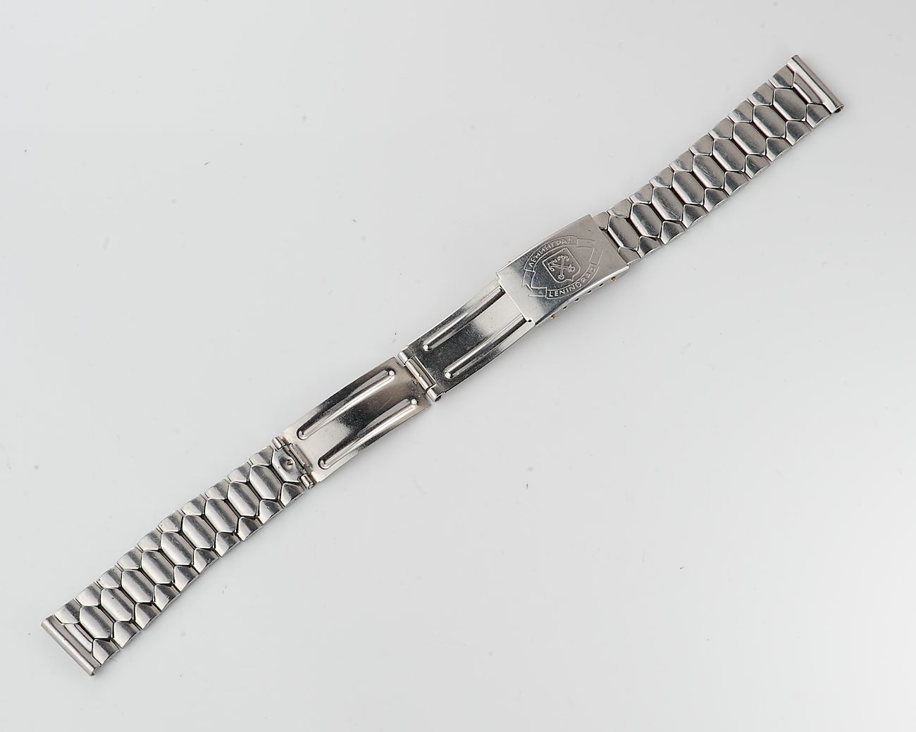 Vintage soviet stainless steel 18mm watch bracelet with Leningrad buckle