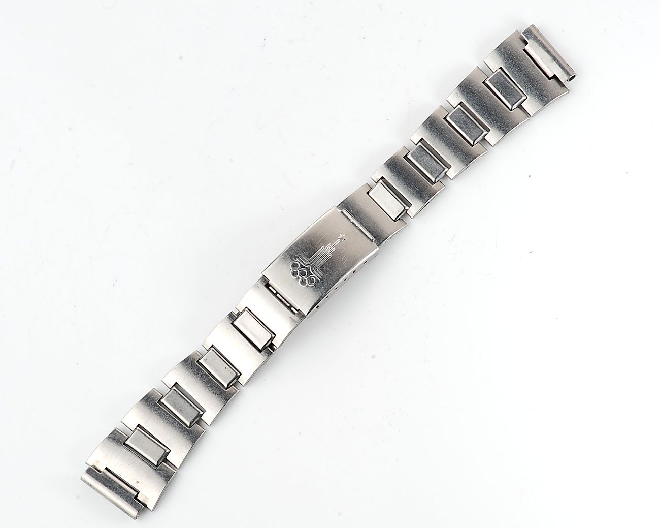 Vintage soviet stainless steel 18mm watch bracelet with Olympic buckle