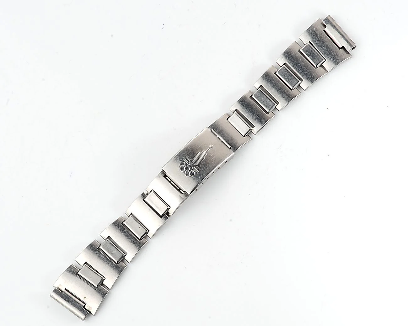 Vintage Soviet stainless steel 18mm watch bracelet with Olympic buckle
