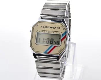 Digital vintage USSR wristwatch Electronika-53 with uncommon mask