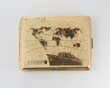 Vintage Soviet "Baikal" Gold-Tone Cigarette Case - USSR Tobacconist Collectible