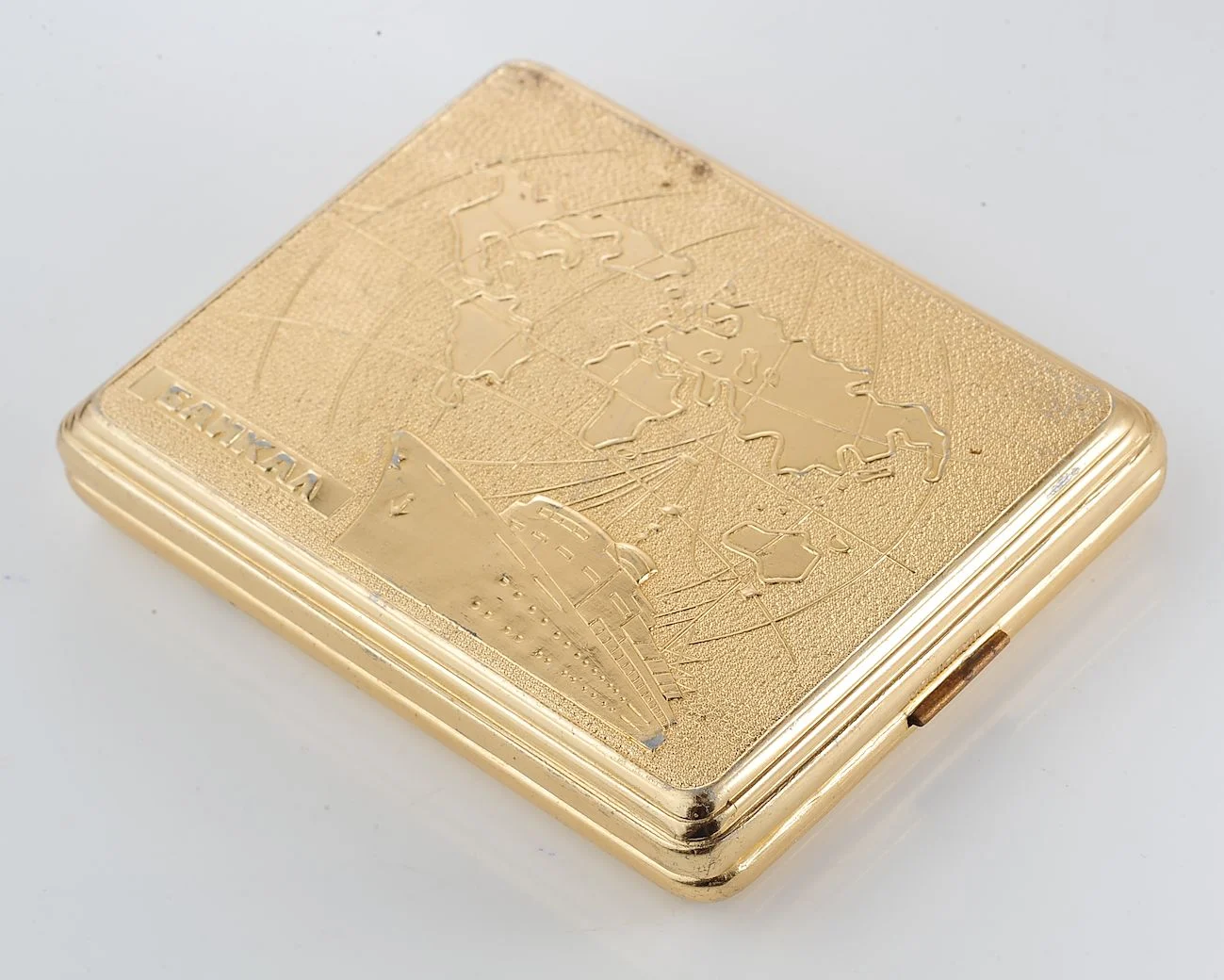 Vintage Soviet "Baikal" Gold-Tone Cigarette Case - USSR Tobacconist Collectible