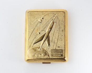 Soviet Satellites(Sputniks) vintage metal cigarette box - soviet cosmos exploration era relic