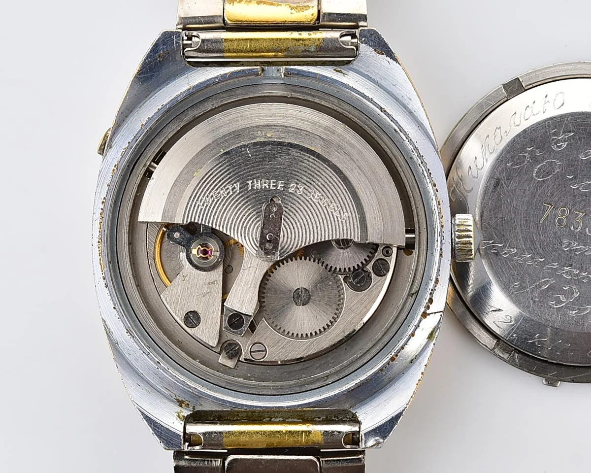 Vintage soviet mechanical Poljot with automatic self winding movement - uncommon version