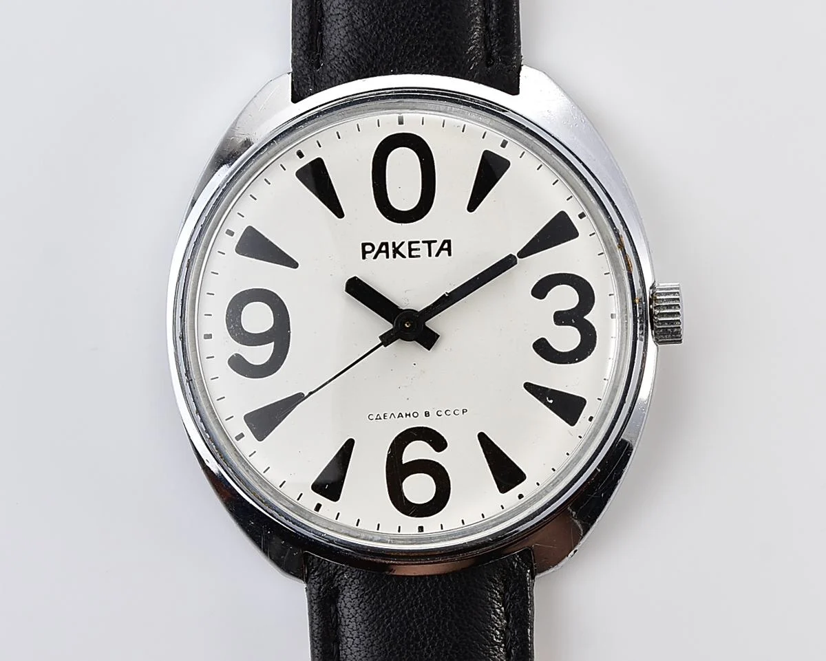 Vintage Soviet mechanical wristwatch Raketa "Big Zero"