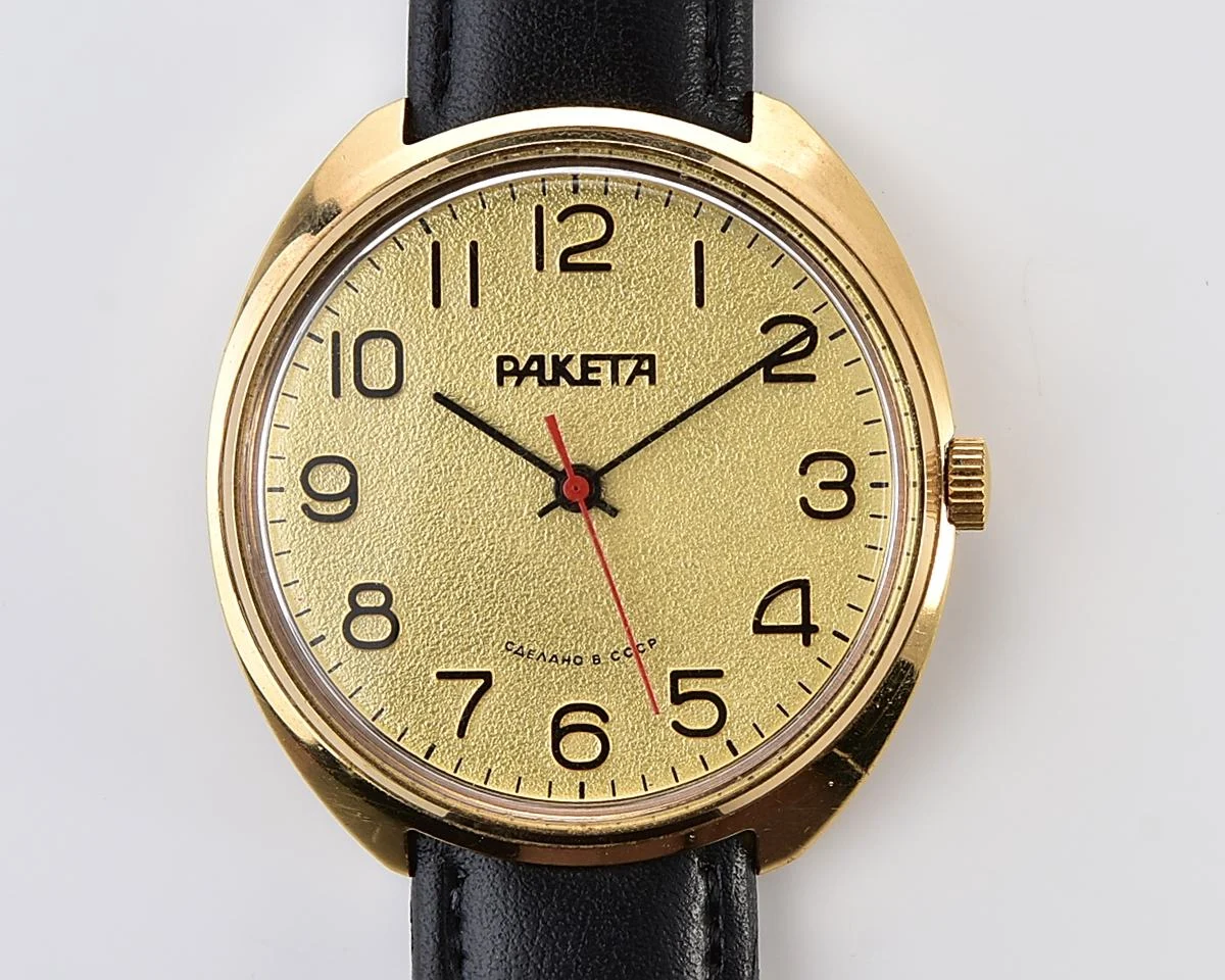 Soviet Raketa Vintage Gold-Plated Mechanical Watch