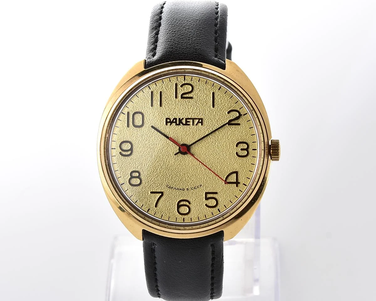Soviet Raketa Vintage Gold-Plated Mechanical Watch