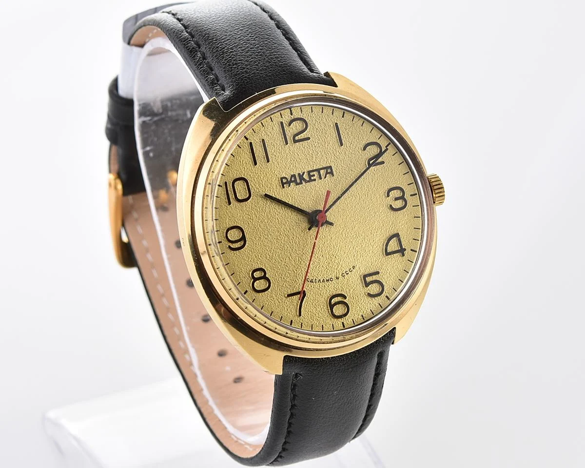 Soviet Raketa Vintage Gold-Plated Mechanical Watch