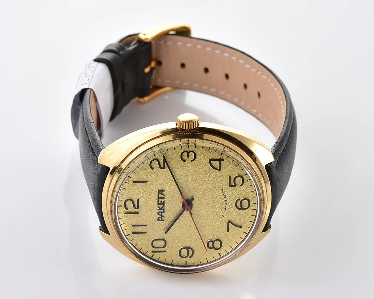 Soviet Raketa Vintage Gold-Plated Mechanical Watch