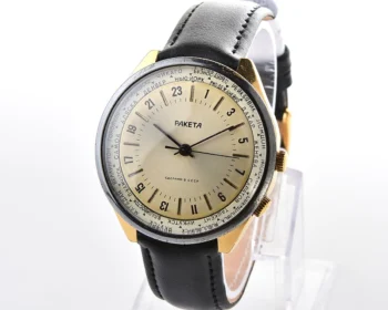 Vintage Soviet Raketa World Traveler (Goroda) wristwatch with 24 hours 2623.H mechanical movement
