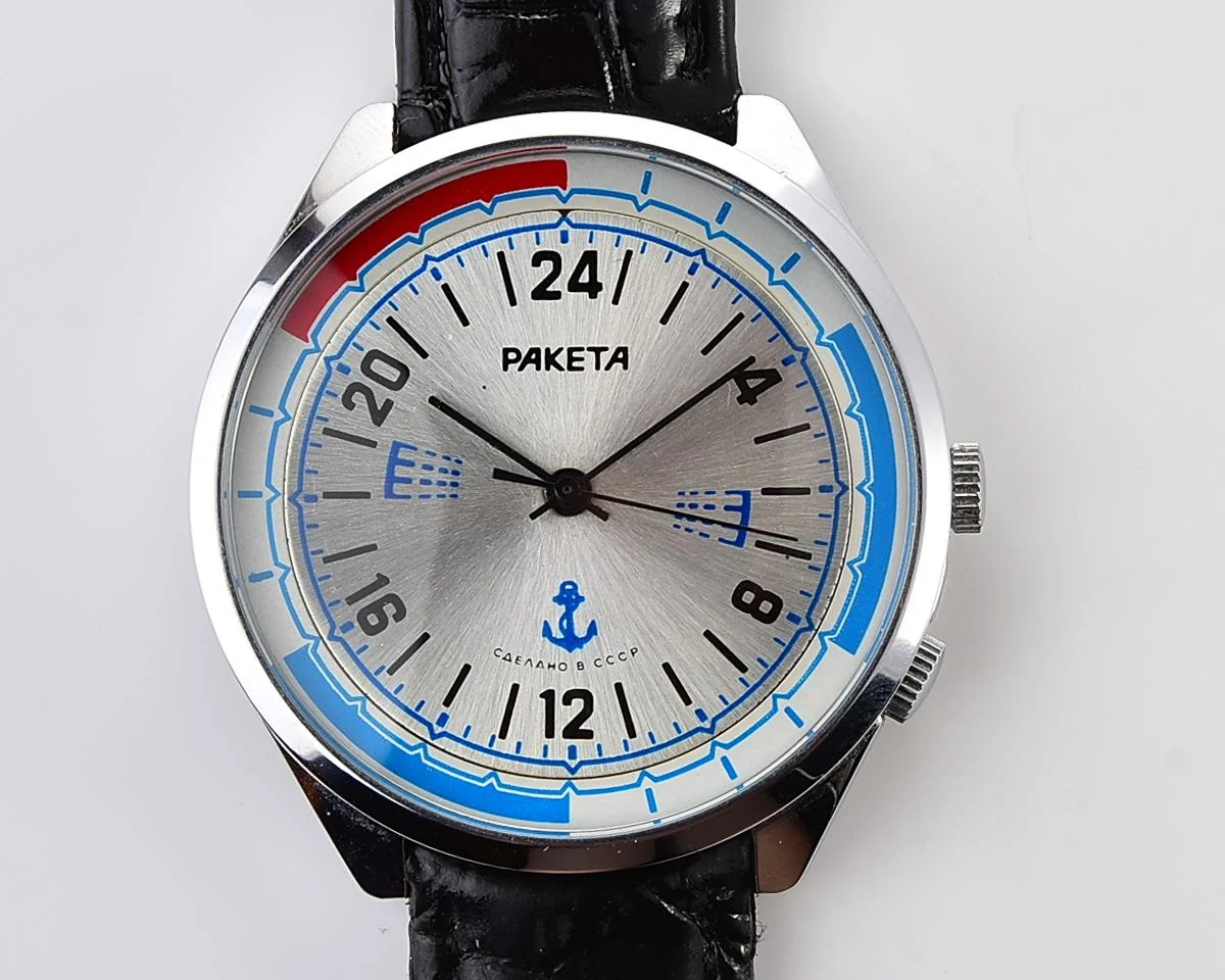 Excellent soviet Raketa wristwatch with 24 hours 2623.H mechanical movement