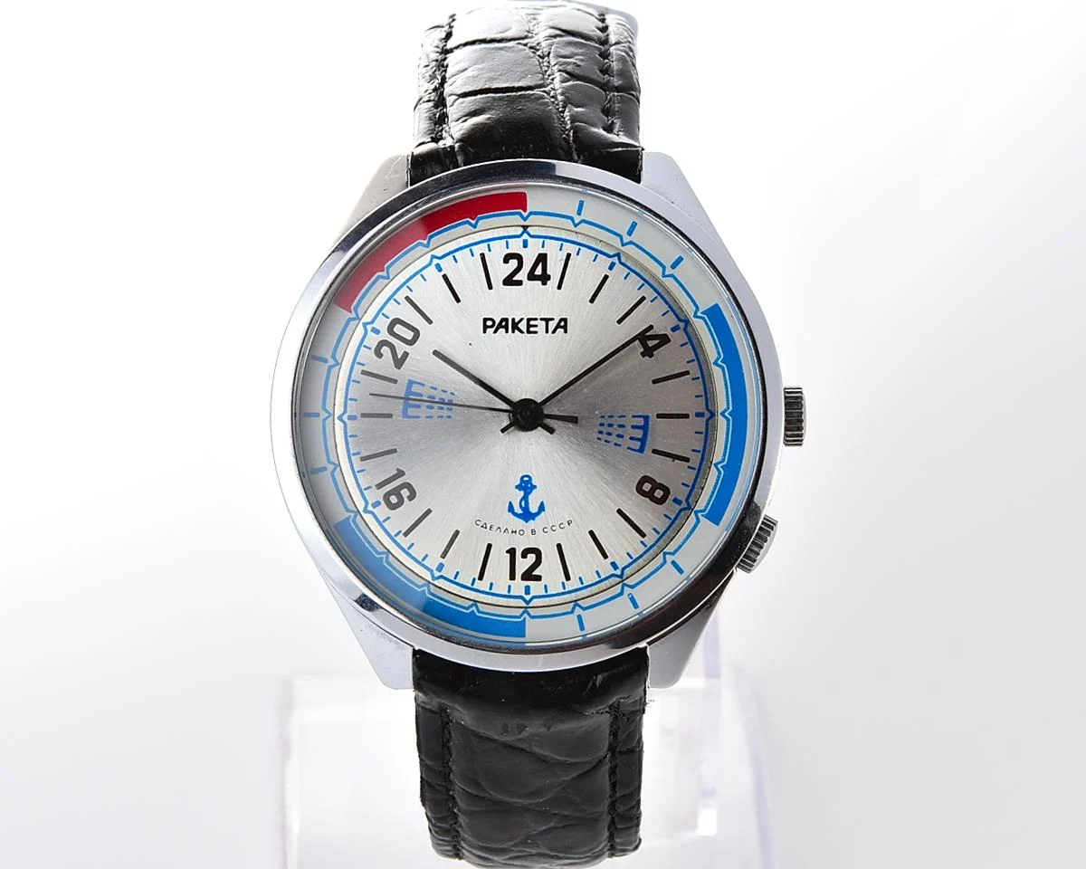 Excellent soviet Raketa wristwatch with 24 hours 2623.H mechanical movement