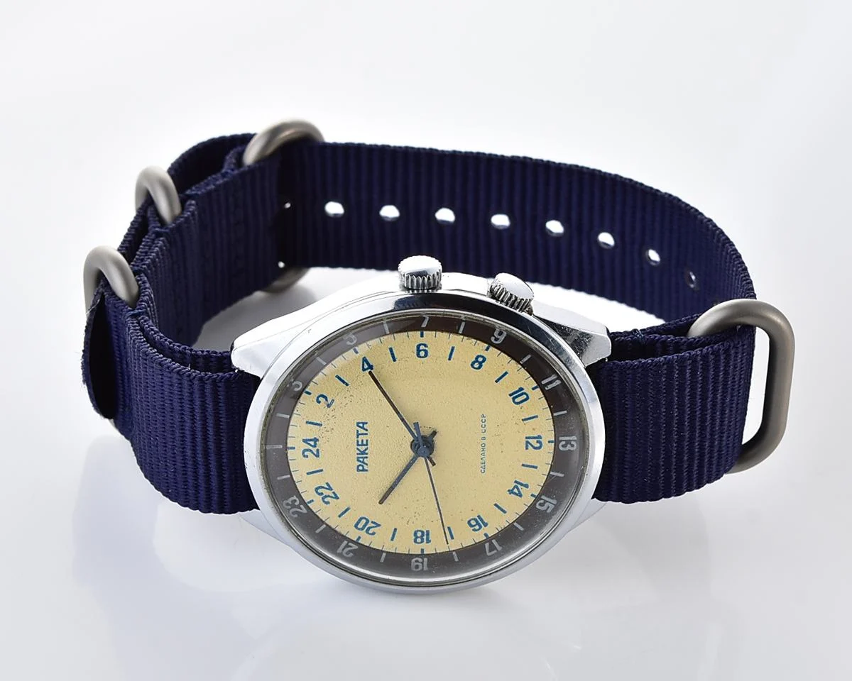 Vintage soviet Raketa watch with 24 hours 2623 mechanical movement