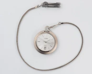 Vintage Seiko Skyliner Pocket Watch – Silver Sunburst Date Manual Wind from March 1972