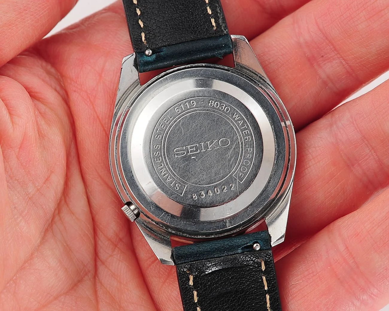 Vintage 1968 Seiko 5 Automatic with Deep Navy Sunburst Dial & Fluted Bezel