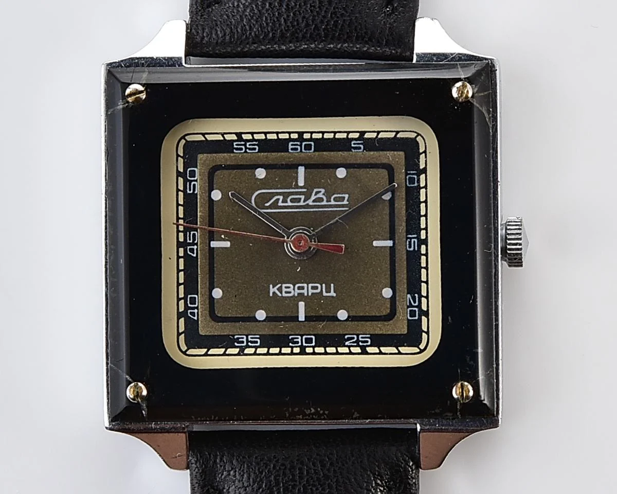 Soviet Slava with quartz movement in unusual square body