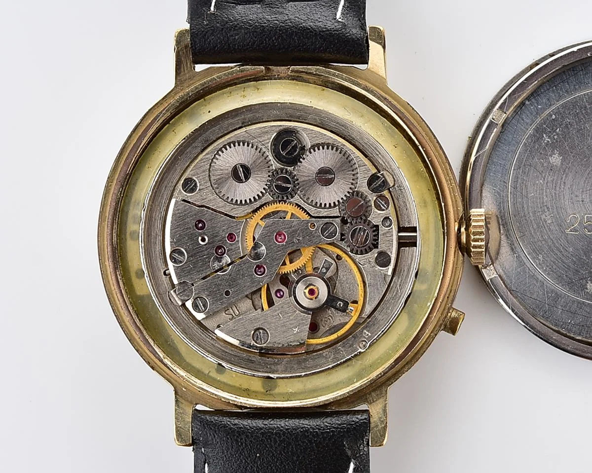 Soviet Slava gold plated mechanical wristwatch with Zodiak signs on the dial