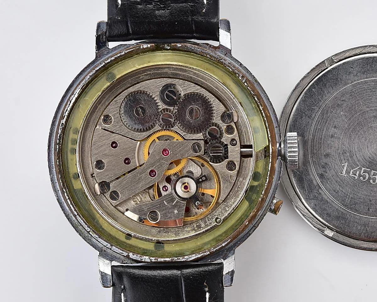 Slava soviet mechanical vintage watch with beautiful rare “vortex” dial!