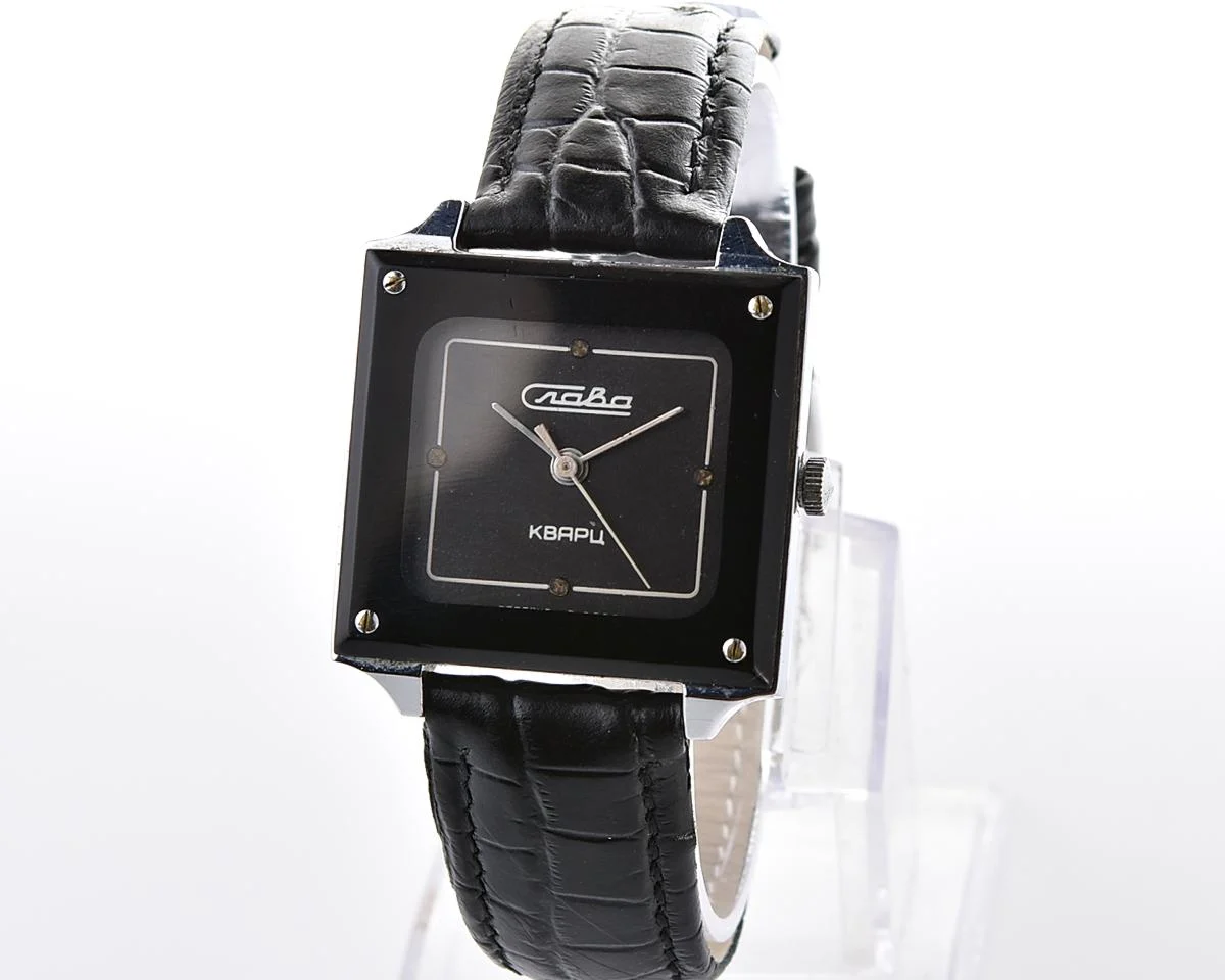 Automatic soviet SLAVA with quartz movement in unusual square body