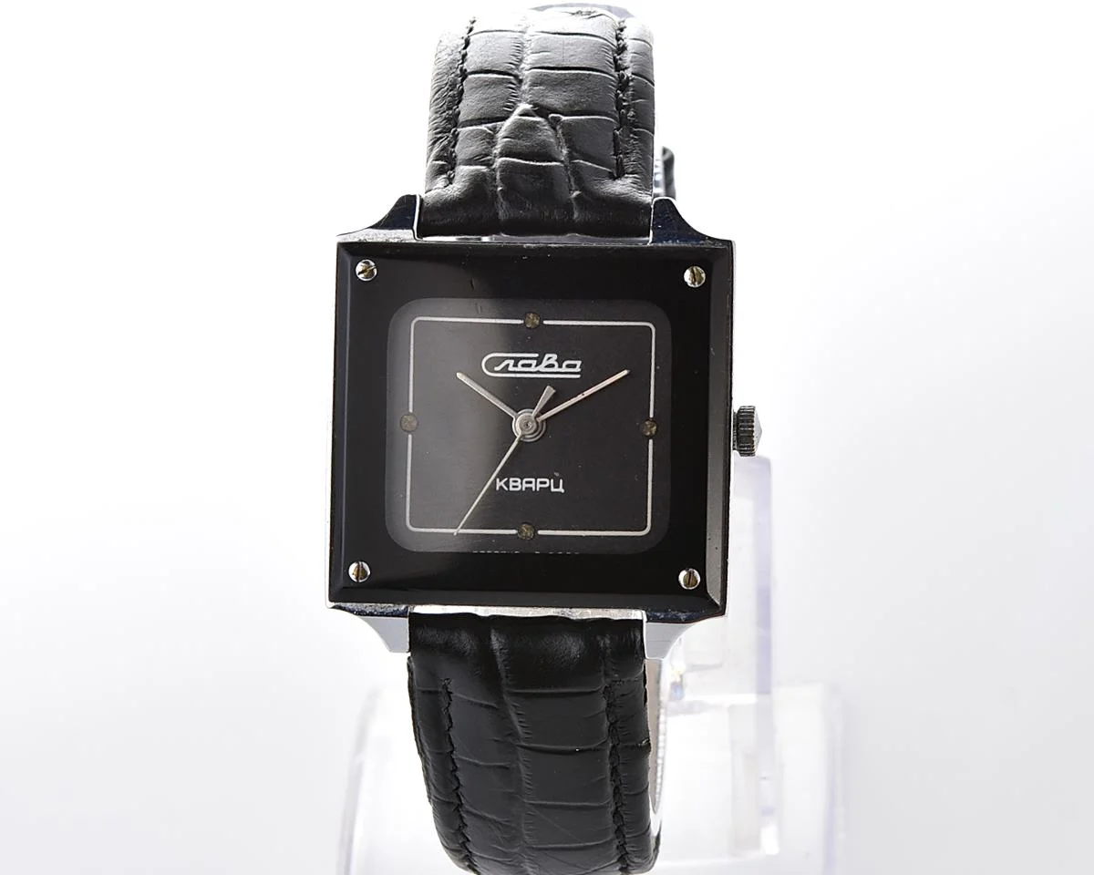 Automatic soviet SLAVA with quartz movement in unusual square body