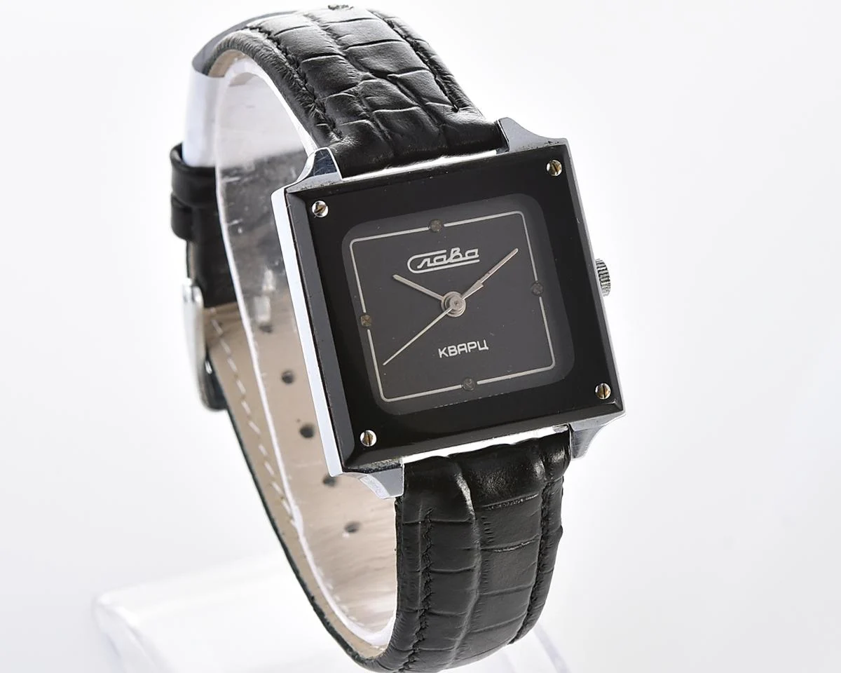 Automatic soviet SLAVA with quartz movement in unusual square body