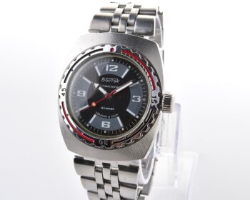 Soviet Vostok Amphibia watch, stainless steel tonneau case