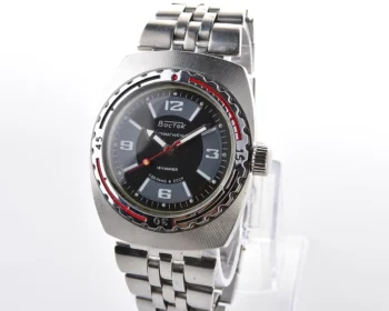 Soviet Vostok Amphibia watch, stainless steel tonneau case
