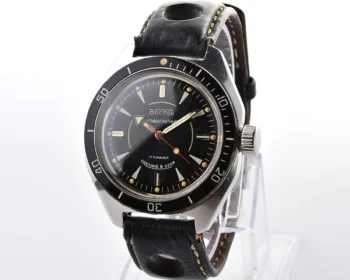 Soviet Vostok Amphibia "Sniper" mechanical watch with black bezel & genuine leather strap