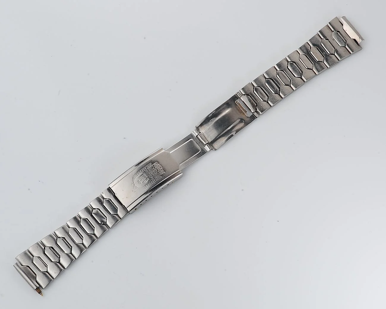 Vintage Soviet stainless steel 18mm watch bracelet with "Zhytomir(city) 1100 years" on the buckle