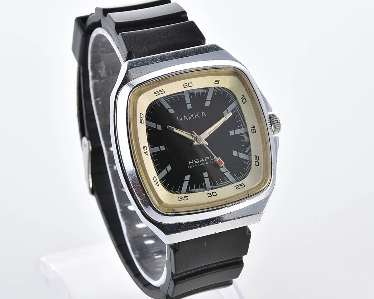 Vintage Chaika black dial Soviet quartz watch