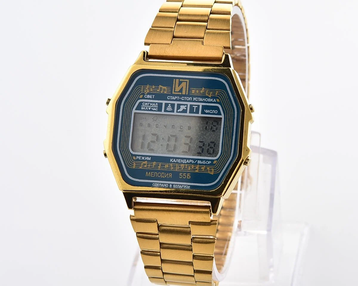 Digital vintage USSR wristwatch Electronika 55B with three melodies + intermittent signal