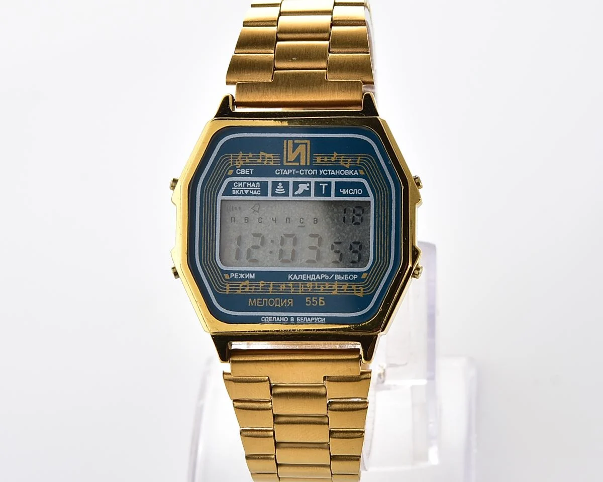 Digital vintage USSR wristwatch Electronika 55B with three melodies + intermittent signal
