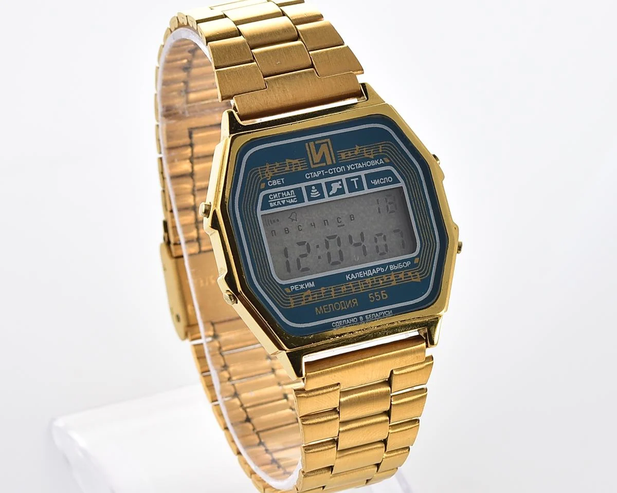 Digital vintage USSR wristwatch Electronika 55B with three melodies + intermittent signal