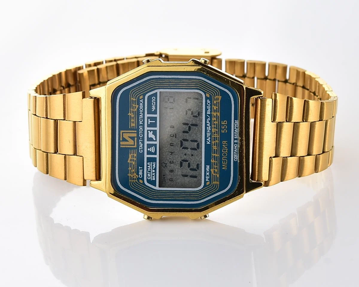 Digital vintage USSR wristwatch Electronika 55B with three melodies + intermittent signal