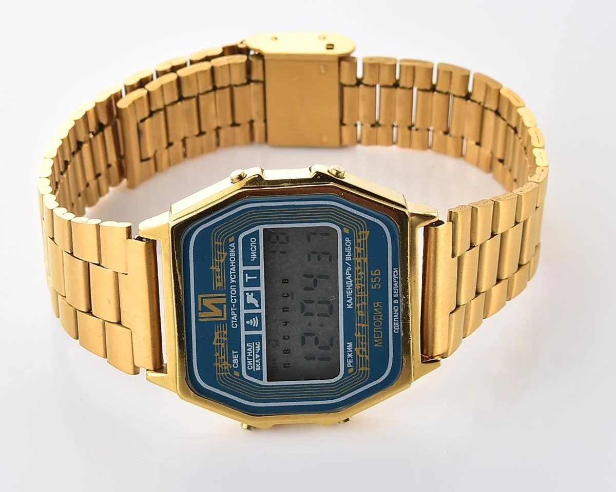 Digital vintage USSR wristwatch Electronika 55B with three melodies + intermittent signal