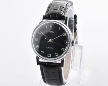 Vintage Soviet mechanical watch Pobeda, ZiM factory – black "linen" dial
