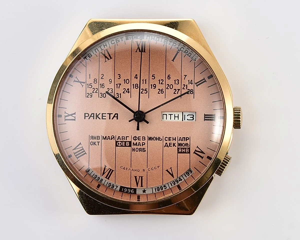 TIME CAPSULE: Vintage Soviet Raketa gold-plated perpetual calendar watch - New Old Stock (NOS)!