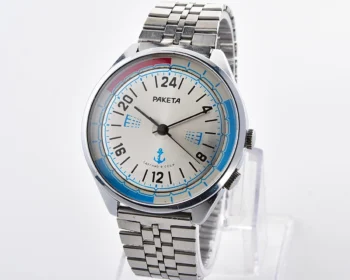 Excellent Soviet Raketa wristwatch with 24 hours 2623.H mechanical movement