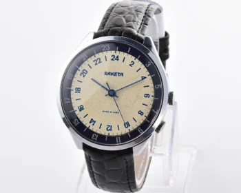 Excellent vintage Soviet Raketa watch with 24 hours 2623 mechanical movement