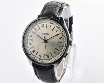 Vintage mechanical Raketa watch with 24 hours 2623.H mechanical movement