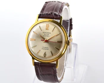 Vintage Soviet gold-plated mechanical Sekonda (Poljot De Luxe) with automatic self-winding movement