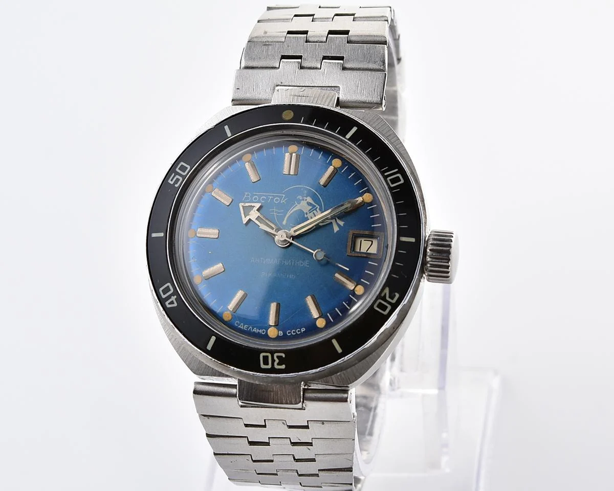Vostok Amphibia Diver wristwatch (Scuba Dude), with vintage stainless steel bracelet