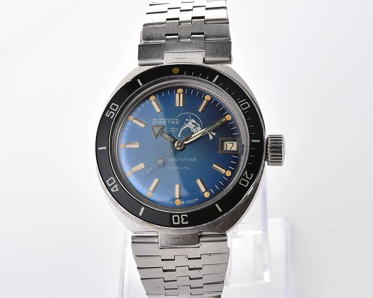 Vostok Amphibia Diver wristwatch (Scuba Dude), with vintage stainless steel bracelet