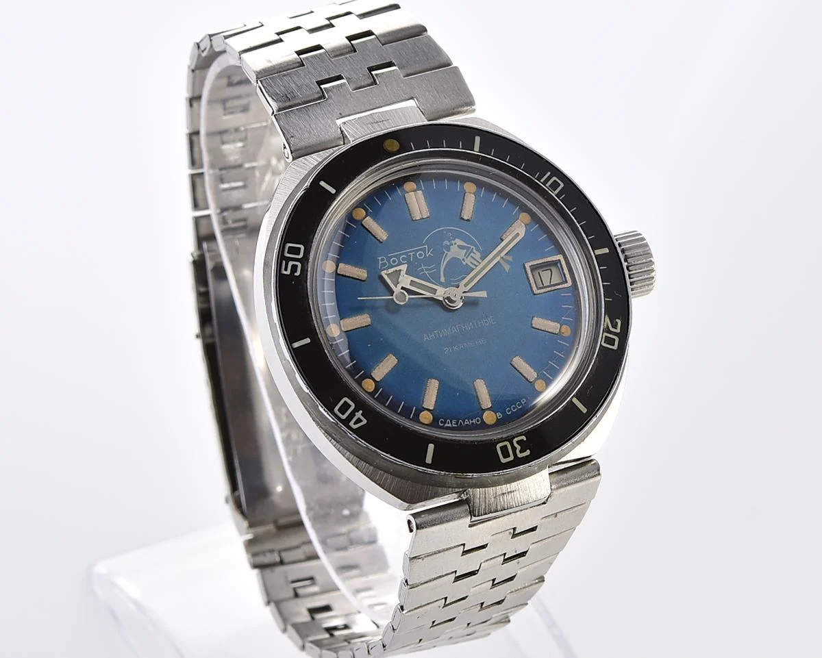 Vostok Amphibia Diver wristwatch (Scuba Dude), with vintage stainless steel bracelet