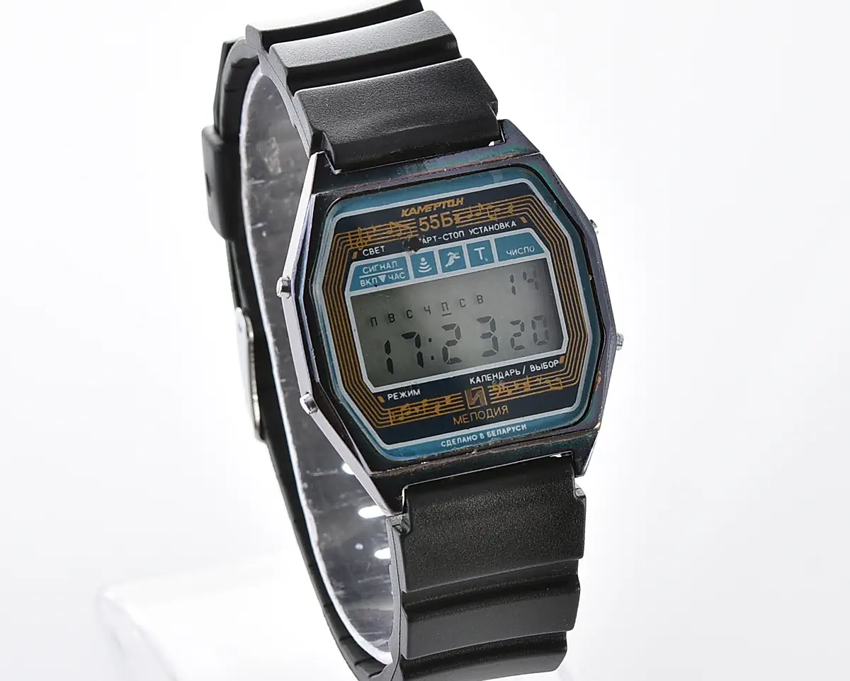 Digital vintage USSR wristwatch Electronika 55B with two melodies + intermittent signal